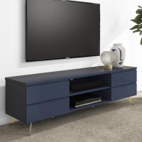 Large Blue TV Stand with Storage - TV's up to 77" - Rochelle