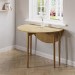 Small Round Oak Folding Drop Leaf Extendable Dining Table - Seats 2 - 4 - Rudy