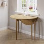 Small Round Oak Folding Drop Leaf Extendable Dining Table - Seats 2 - 4 - Rudy