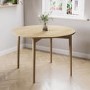 Small Round Oak Folding Drop Leaf Extendable Dining Table - Seats 2 - 4 - Rudy