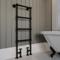 Black Vertical Traditional Towel Rail Radiator 1200 x 479mm - Regent