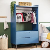 Kids Blue Open Wardrobe with 2 Drawers - Rueben