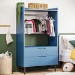 Kids Blue Open Wardrobe with 2 Drawers - Rueben