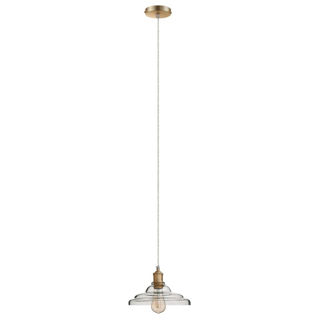 Glass Cone Pendant Light with Brass Finish- Princeton