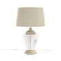 Glass Table Lamp with Linen Shade and Wooden Base - Sussex