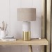 White and Brass Table Lamp with Linen Shade - Denton