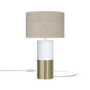 White and Brass Table Lamp with Linen Shade - Denton