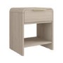 Wide Wooden Curved Bedside Table with Drawer - Rhea