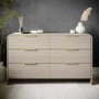 Wide Wooden Curved Chest of 6 Drawers - Rhea