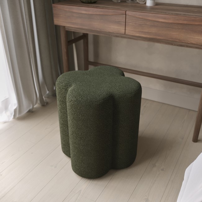 Green Boucle Fabric Dressing Table Stool - Roma