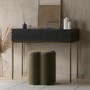 Khaki Green Velvet Dressing Table Stool - Roma