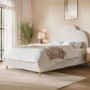 Off-White Boucle Small Double Ottoman Bed with Scalloped Headboard - Roma