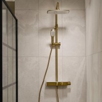 Triton Push Button Bar Diverter Mixer Shower Set - Brass