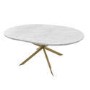 Round to Oval White Marble Effect Extendable Dining Table with Gold Legs - Seats 4 - 6 - Reine