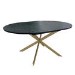 Round to Oval Black Wooden Extendable Dining Table with Gold Legs - Seats 4 - 6 - Reine