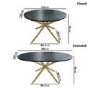 Round to Oval Black Wooden Extendable Dining Table with Gold Legs - Seats 4 - 6 - Reine