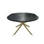 Round to Oval Black Wooden Extendable Dining Table with Gold Legs - Seats 4 - 6 - Reine