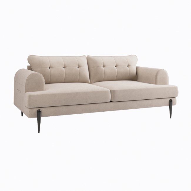 Beige Fabric 3 Seater Sofa - Rosie