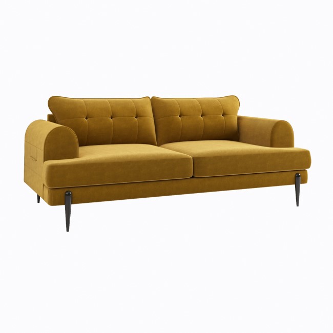 Mustard Velvet 3 Seater Sofa - Rosie