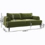 3 Seater Sofa and Armchair Set in Green Velvet - Rosie