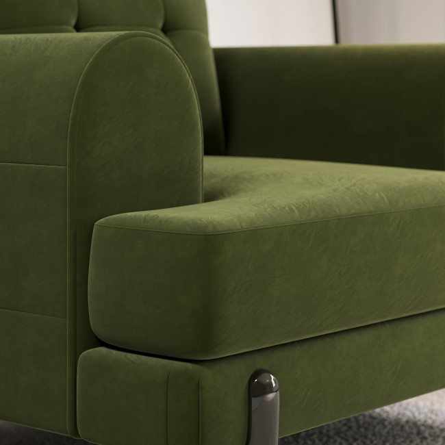 Olive Green Velvet Armchair - Rosie