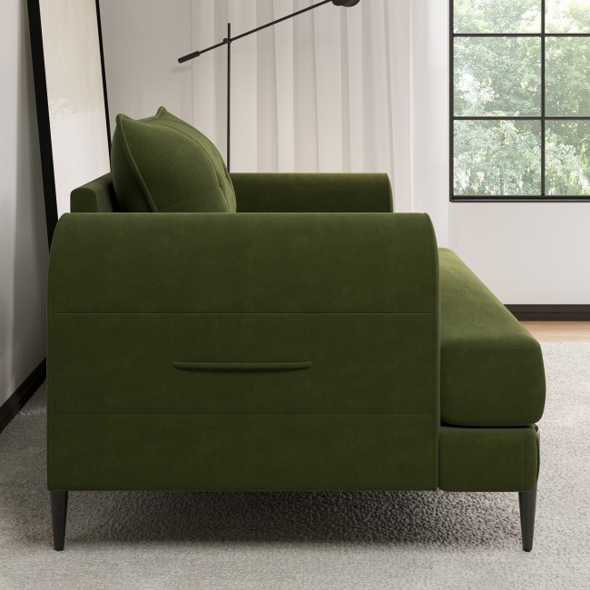 Olive Green Velvet Armchair - Rosie