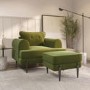 Small Olive Green Velvet Footstool - Rosie