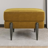 Small Mustard Velvet Footstool - Rosie