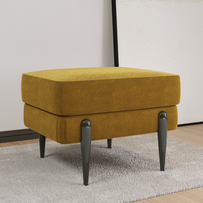 Small Mustard Velvet Footstool - Rosie