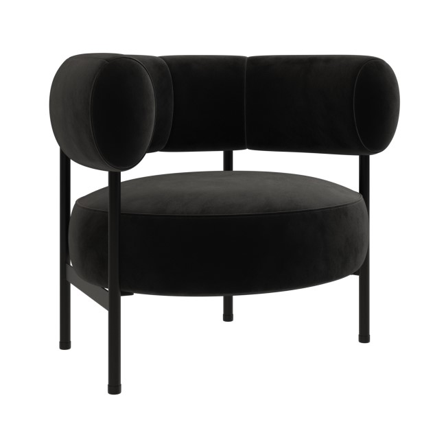 Black Velvet Curved Armchair - Romy