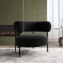 Black Velvet Curved Accent Chair - Romy