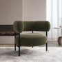 Green Velvet Curved Armchair - Romy