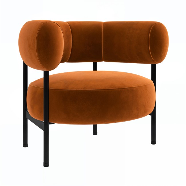 Rust Velvet Curved Armchair - Romy