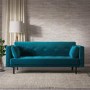 Teal Velvet Click Clack Sofa Bed - Seats 3 - Rory