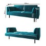 Teal Velvet Click Clack Sofa Bed - Seats 3 - Rory