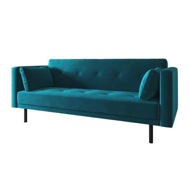 Teal Velvet Click Clack Sofa Bed - Seats 3 - Rory