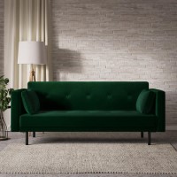 Green Velvet Click Clack Sofa Bed - Seats 3 - Rory