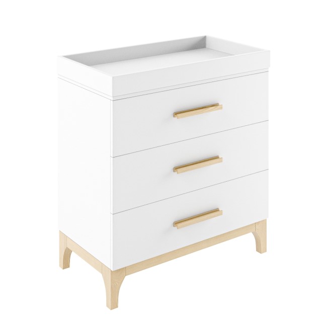 White and Wood Baby Changing Table with Drawers - Rue