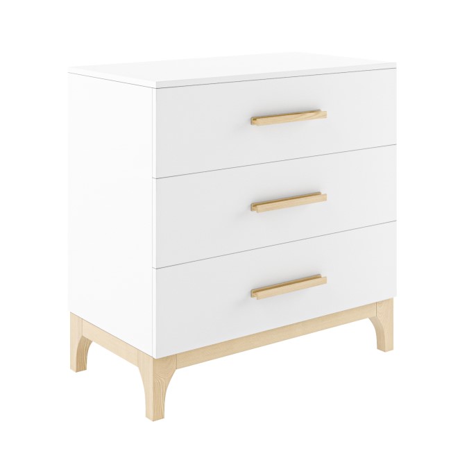 White and Wood Baby Changing Table with Drawers - Rue