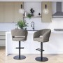 Dove Grey Faux Leather Adjustable Swivel Bar Stool with Back - Runa