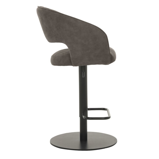 Dove Grey Faux Leather Adjustable Swivel Bar Stool with Back - Runa