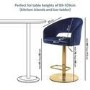 Blue Velvet Adjustable Swivel Bar Stool with Curved Back - Runa