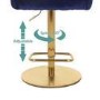 Blue Velvet Adjustable Swivel Bar Stool with Curved Back - Runa