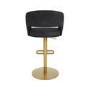 ALMOST PERFECT - Curved Black Faux Leather Adjustable Swivel Bar Stool with Brass Base - Runa