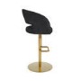 ALMOST PERFECT - Curved Black Faux Leather Adjustable Swivel Bar Stool with Brass Base - Runa