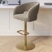 Curved Mink Matt Velvet Adjustable Swivel Bar Stool with Gold Base - Runa