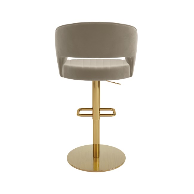 Curved Mink Matt Velvet Adjustable Swivel Bar Stool with Gold Base - Runa