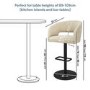 Curved Beige Fabric Adjustable Swivel Bar Stool with Black Base - Runa