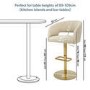 Curved Beige Fabric Adjustable Swivel Bar Stool with Gold Base - Runa