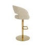 Curved Beige Fabric Adjustable Swivel Bar Stool with Gold Base - Runa